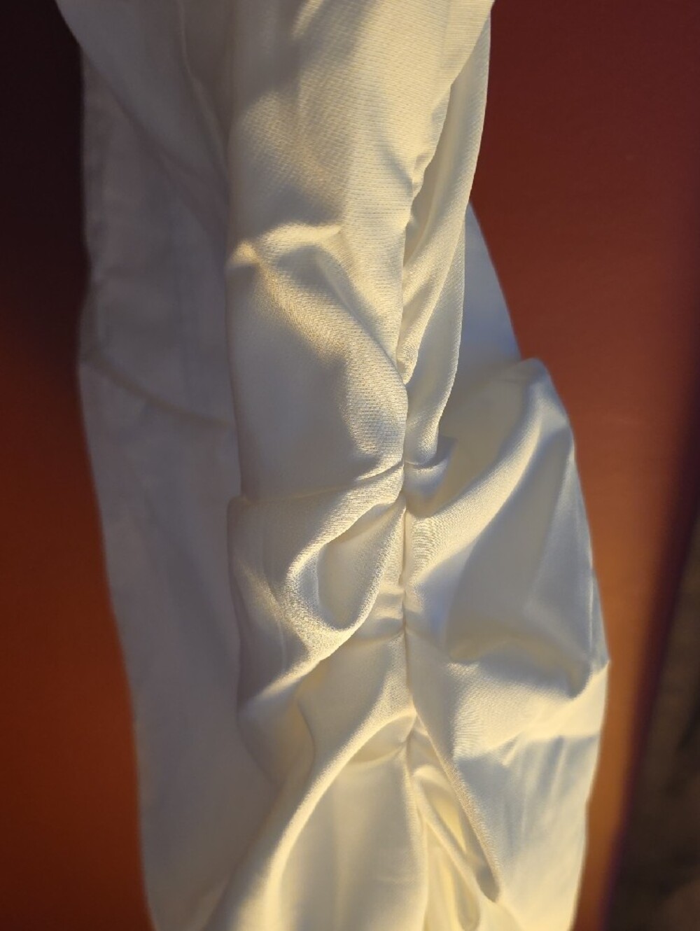 White Ruched Square-Neck Mini Dress - Picture 3 of 6